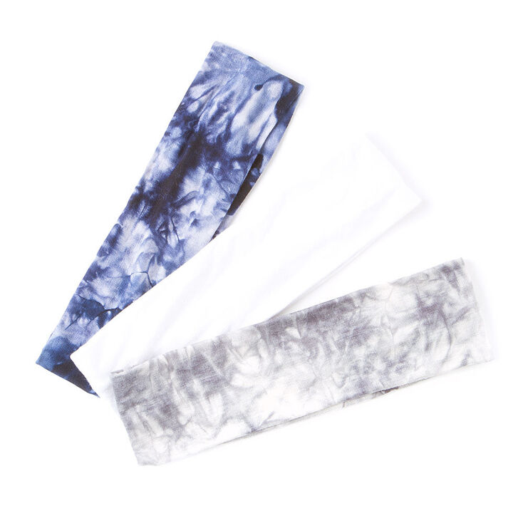 Blue &amp; Gray Tie Dye Headwraps  - 3 Pack,