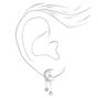 Silver Cubic Zirconia Celestial Clip-On Stud Earrings,