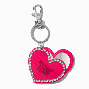 &quot;Too Glam to Give a Damn&quot; Heart Mirror Keychain,