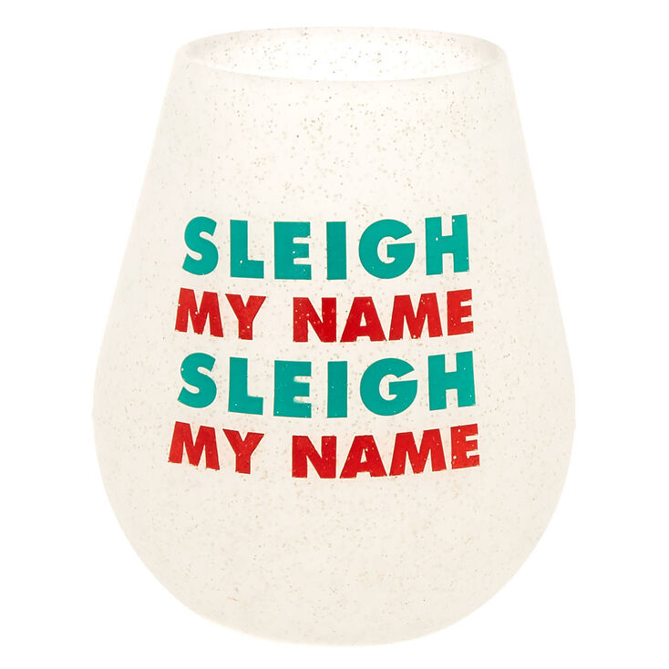 Silicone Sleigh My Name Wine Glass - White,