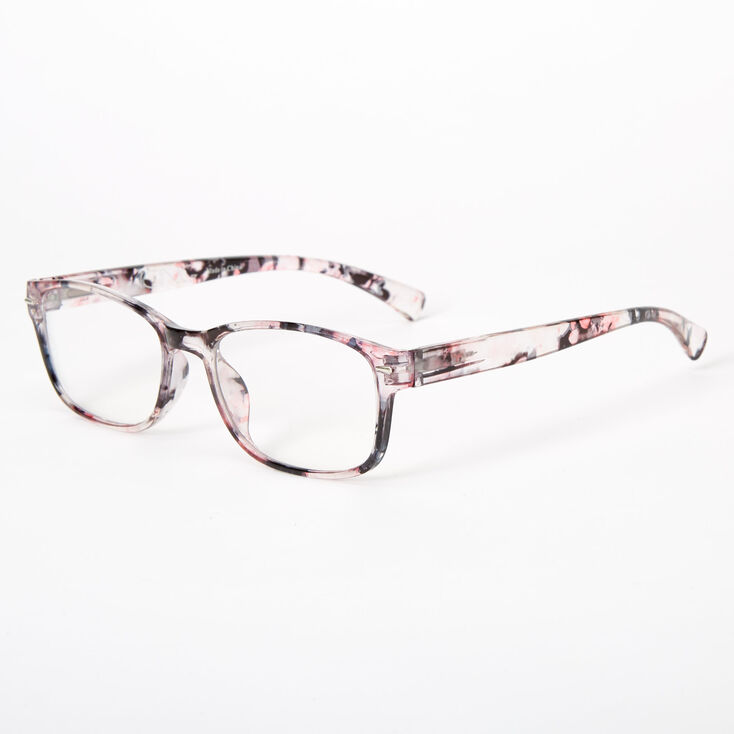 Transparent Ink Blot Rectangle Clear Lens Frames - Purple,