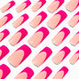Hot Pink French Tip Long Square Vegan Faux Nail Set - 24 Pack,