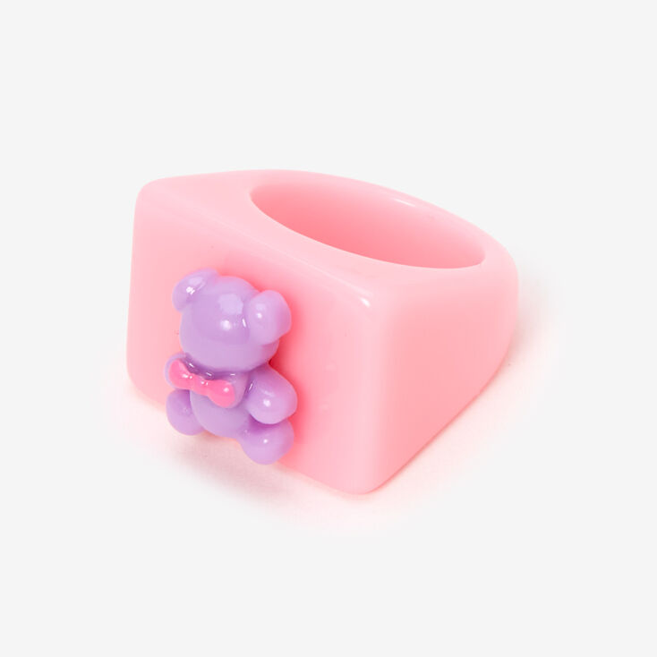 Teddy Bear Resin Ring - Pink,