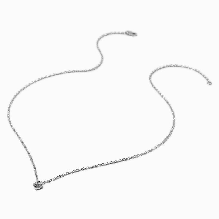 ICING Select Sterling Silver 1/20 ct. tw. Lab Grown Diamond Pav&eacute; Heart Lock Pendant Necklace,