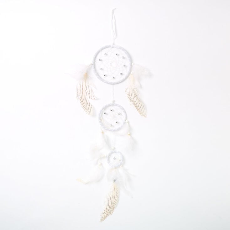 Tiered Stripe Feathers Dreamcatcher - White,