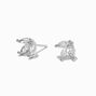Silver Crystal Lotus Stud Earrings,