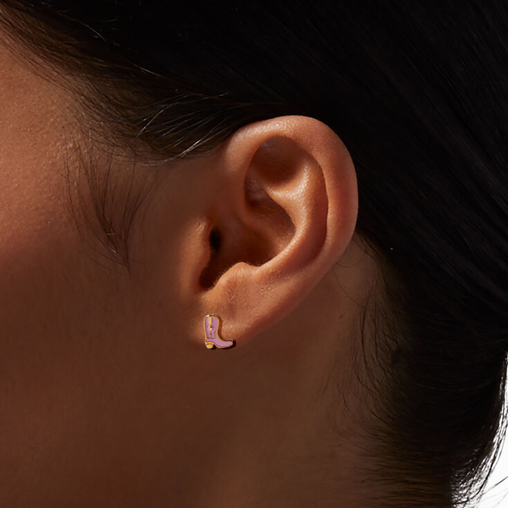 18K Gold Plated Country Music Star Stud Earrings - 3 Pack,