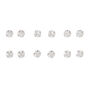 Rose Gold 4MM Crystal Stud Earrings - 6 Pack,