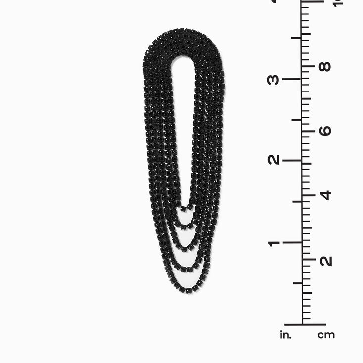 Black Rhinestone Lasso 3&quot; Drop Earrings,