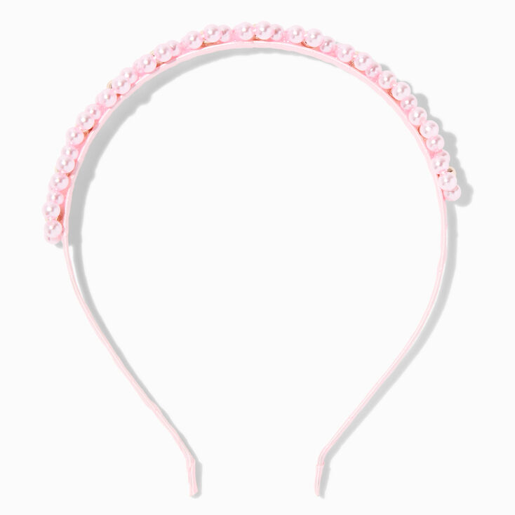 Pink Pearl Flower Cluster Headband,