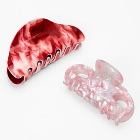 Red &amp; Pink Marbled Hair Claws - 2 Pack,