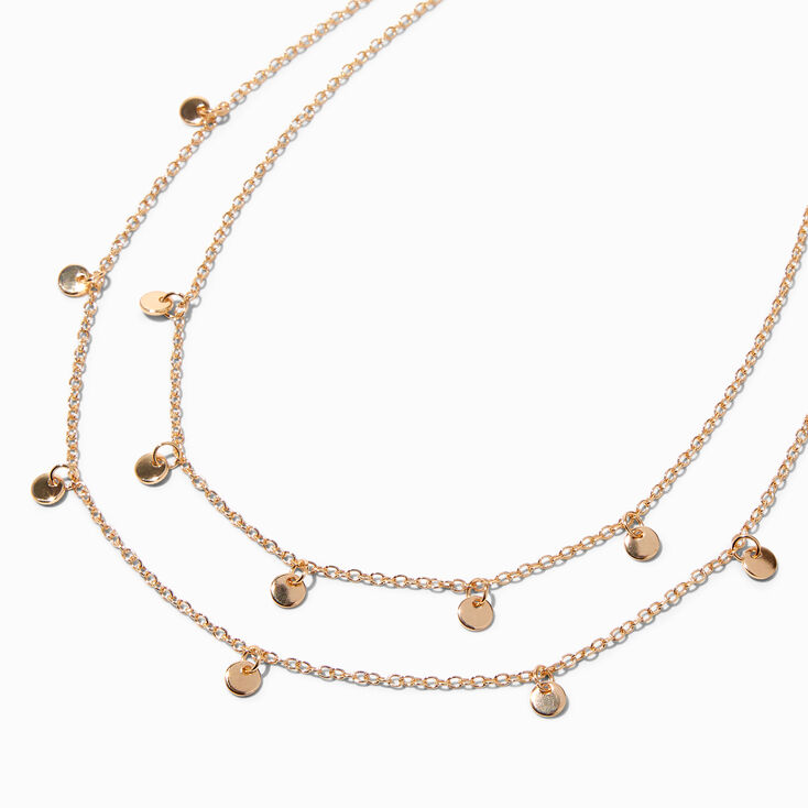 Gold Disc Charm Multi-Strand Necklace,