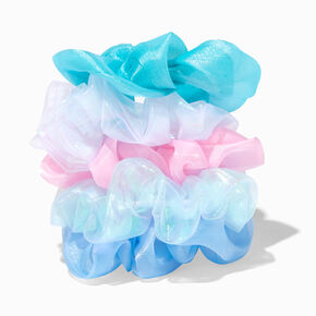 Pastel Holographic Sheer Hair Scrunchies - 5 Pack,