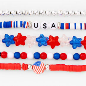 Patriotic Beaded Stretch Bracelet Set - 5 Pack,