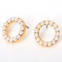 Gold Halo Pearl Stud Earrings - Ivory,