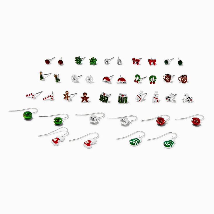 Christmas Icons Enameled Mixed Earring Set - 20 Pack,