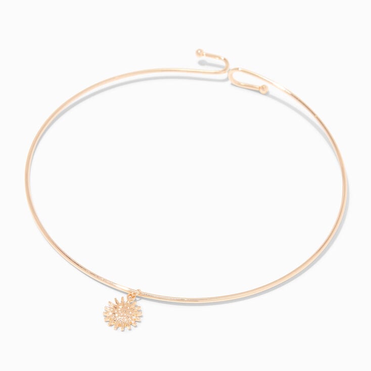 Gold Sun Coil Choker Necklace,