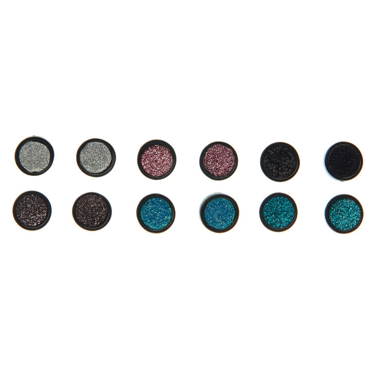 6 Pack Glitter Circle Stud Earrings,