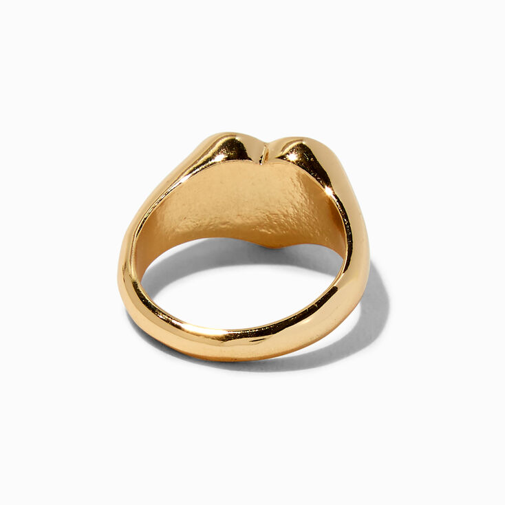 Black Heart Gold-tone Signet Ring,