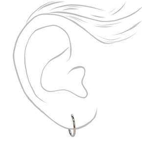 Silver Titanium 10MM Sleek Hoop Earrings,