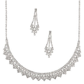 Silver Rhinestone Peacock Jewelry Set - 2 Pack,