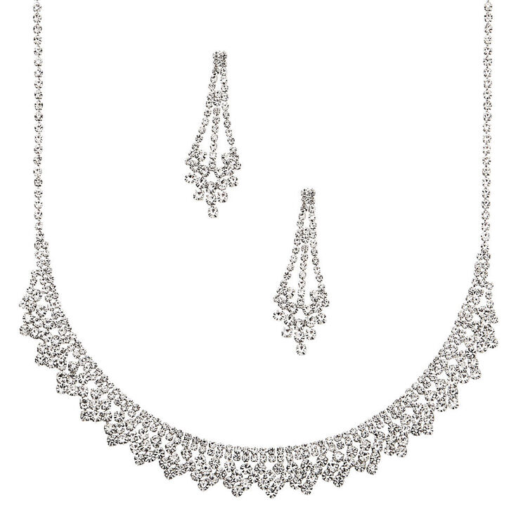 Silver Rhinestone Peacock Jewelry Set - 2 Pack,