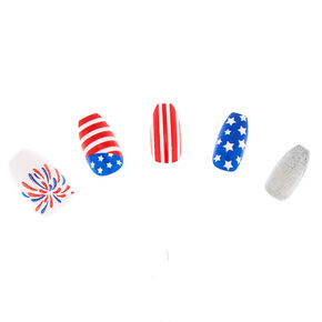 American Flag Coffin False Nails - 24 Pack,