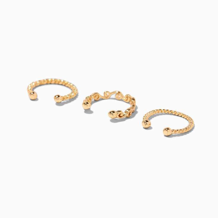 Gold Braided Hoop Faux Nose Rings - 3 Pack,