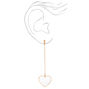 Gold Open Heart 3&quot; Linear Drop Earrings,