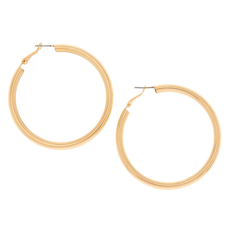 Gold 60MM Tube Hoop Earrings,