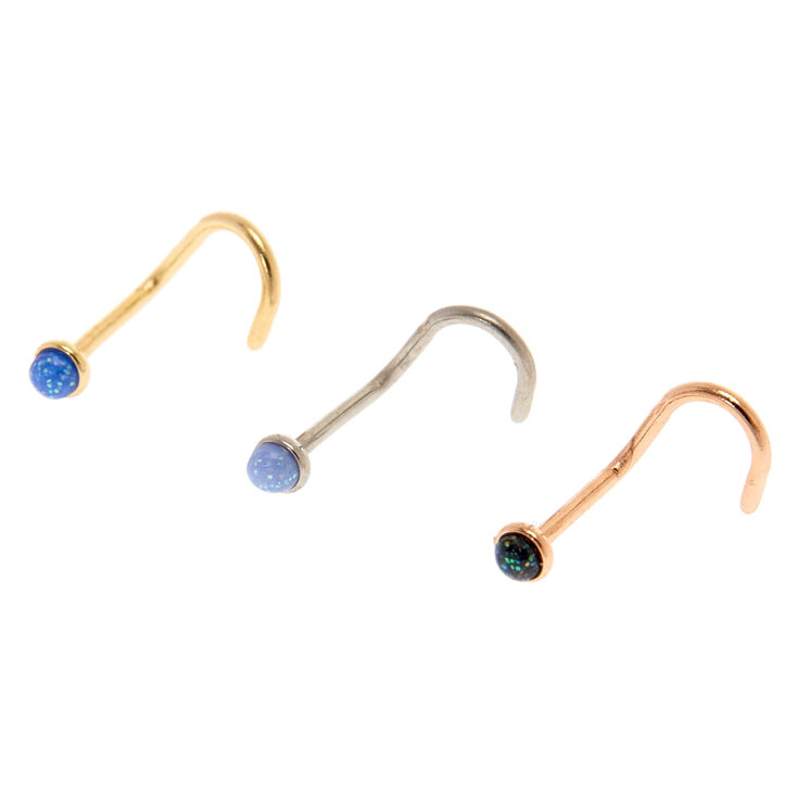 20G Opal Mixed Metal Nose Studs,