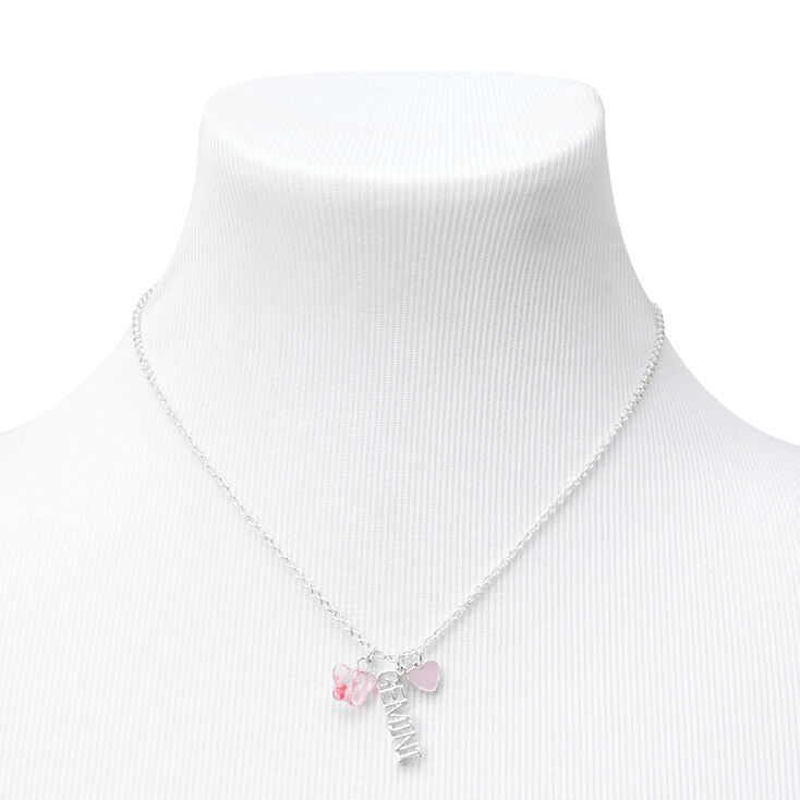 Silver Zodiac Charm Pendant Necklace - Gemini,