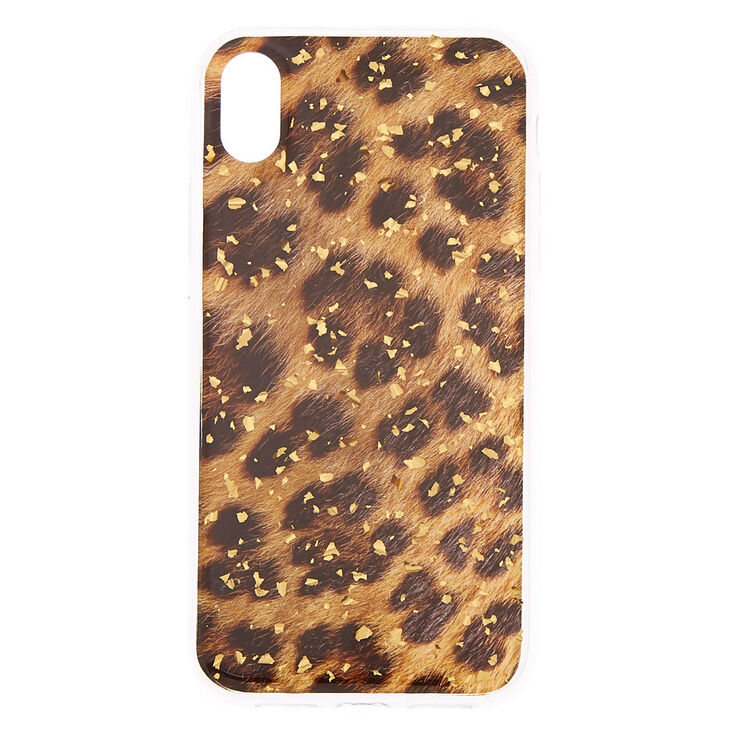 Gold Foil Flake Leopard Phone Case - Fits iPhone XR,