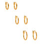 18kt Gold Plated Hinged Hoop Earrings - 3 Pack,