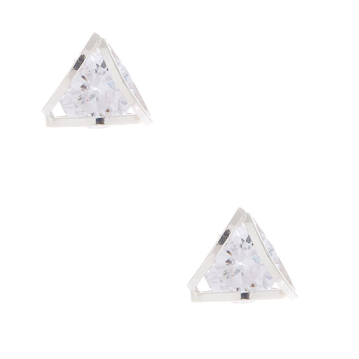 Cubic Zirconia 8MM Geometric Stud Earrings,