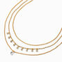 Gold Cubic Zirconia Confetti Multi-Strand Chain Necklace,