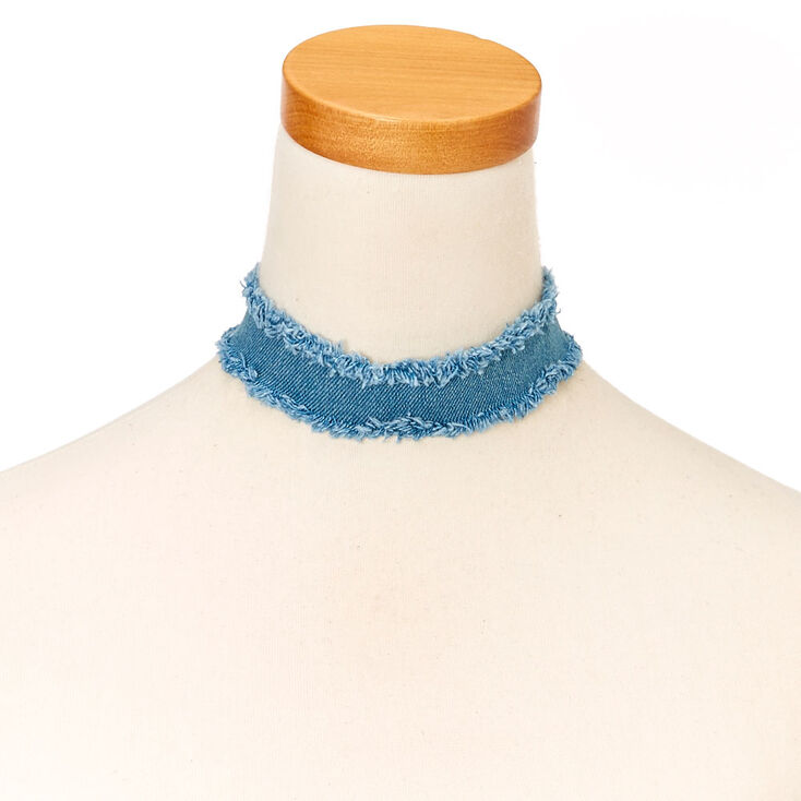 Raw Hem Denim Choker Necklace,