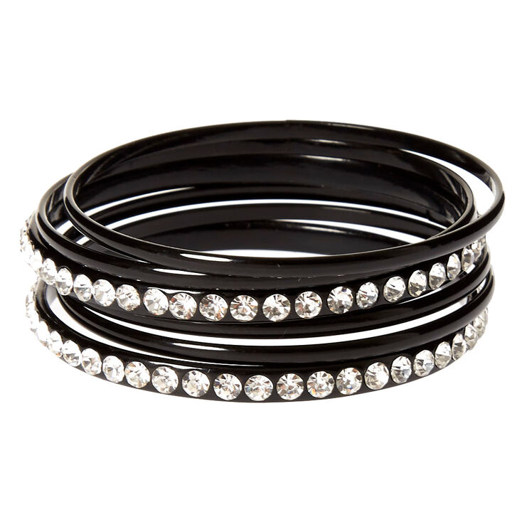 6 Pack Black Bangle Bracelets,