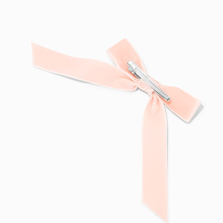 Blush Pink Velvet Hair Bow Clips - 2 Pack,