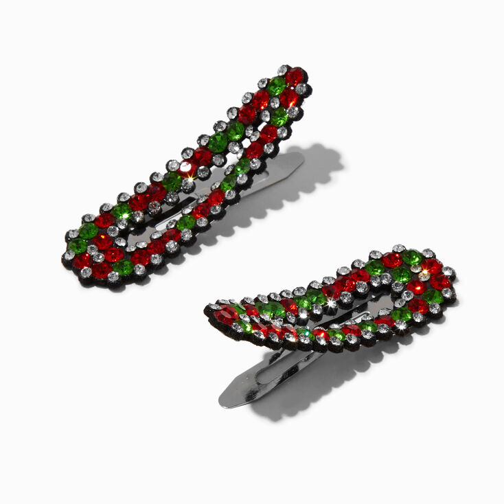 Christmas Gemstone Snap Hair Clips - 2 Pack,