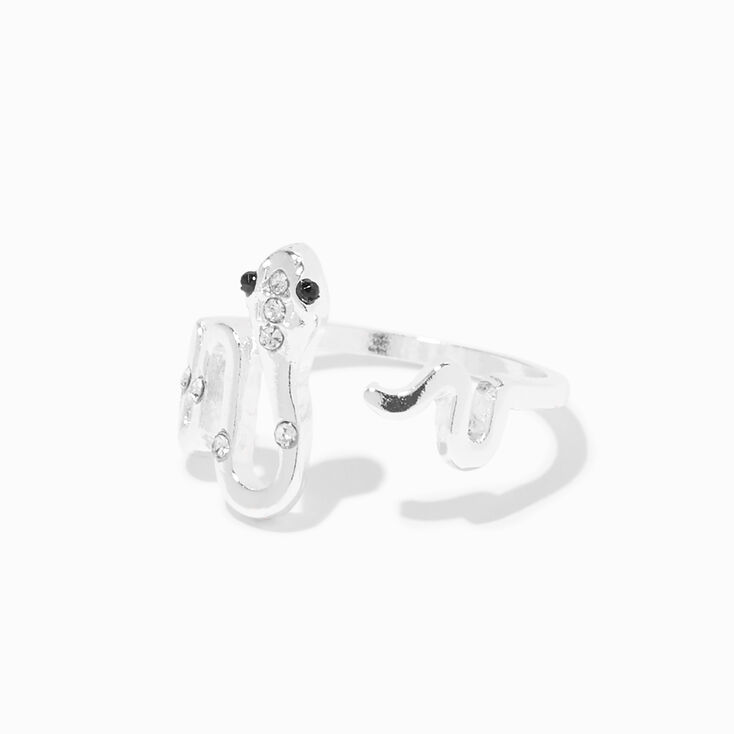 Silver Embellished Squiggle Snake Ring,