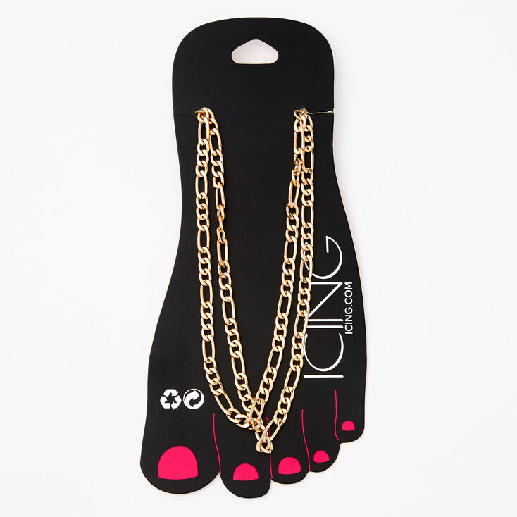 Gold Double Chain Link Anklet,