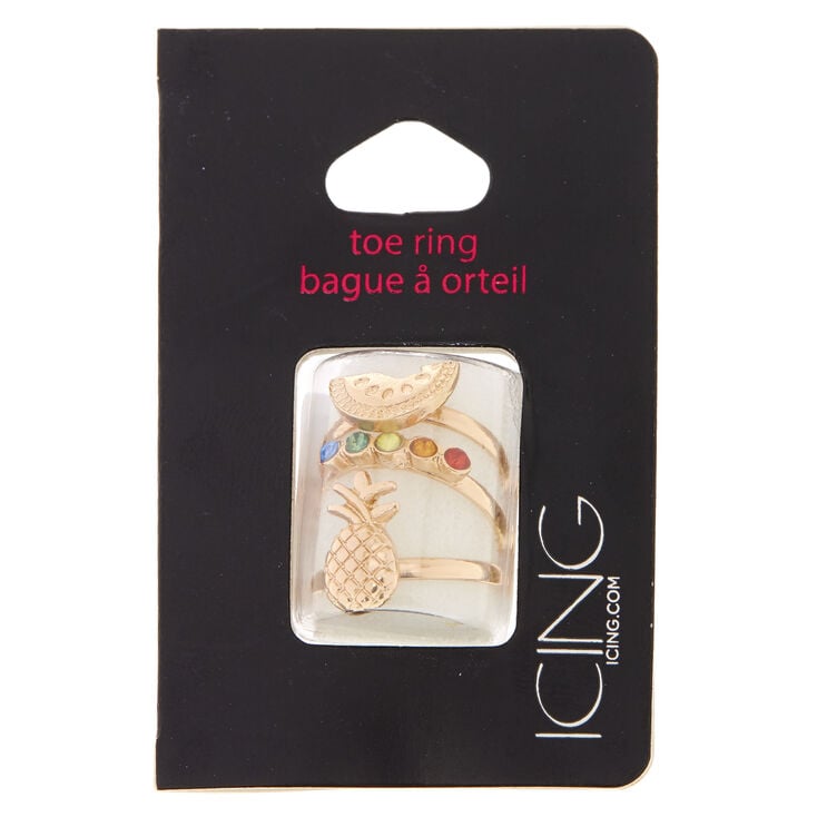 Tropical Fruit Gold Toe Ring Set,