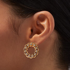 Gold-tone Crystal Circle Knot 1&quot; Drop Earrings ,