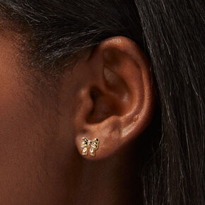 Mixed Metal Bow Stud Earrings - 3 Pack,