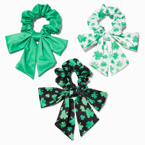 St. Patrick&#39;s Day Green Shamrock Bow Hair Scrunchies - 3 Pack,