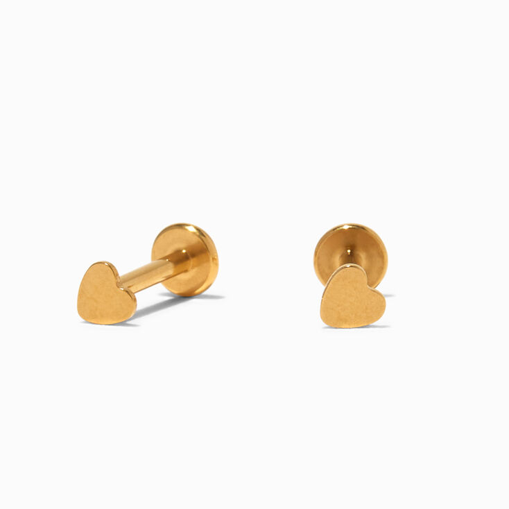 Icing Select Gold Titanium Micro Heart Flat Back Stud Earrings,