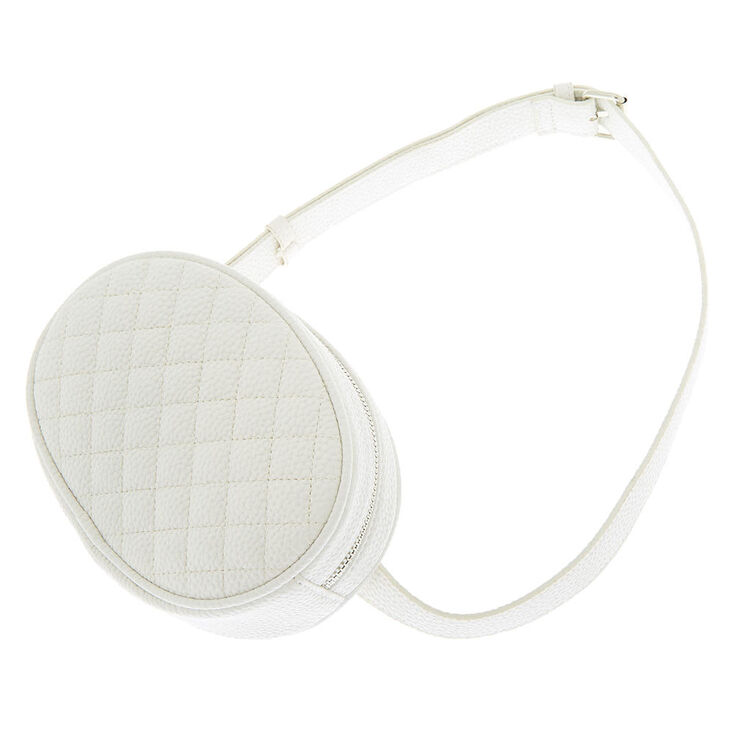Faux Leather Quilted Fashion Fanny Pack - White,