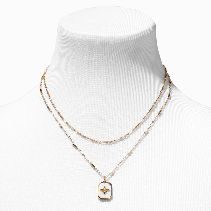 Icing Select 18k Gold Plated Embellished Compass Multi-Strand Necklace,