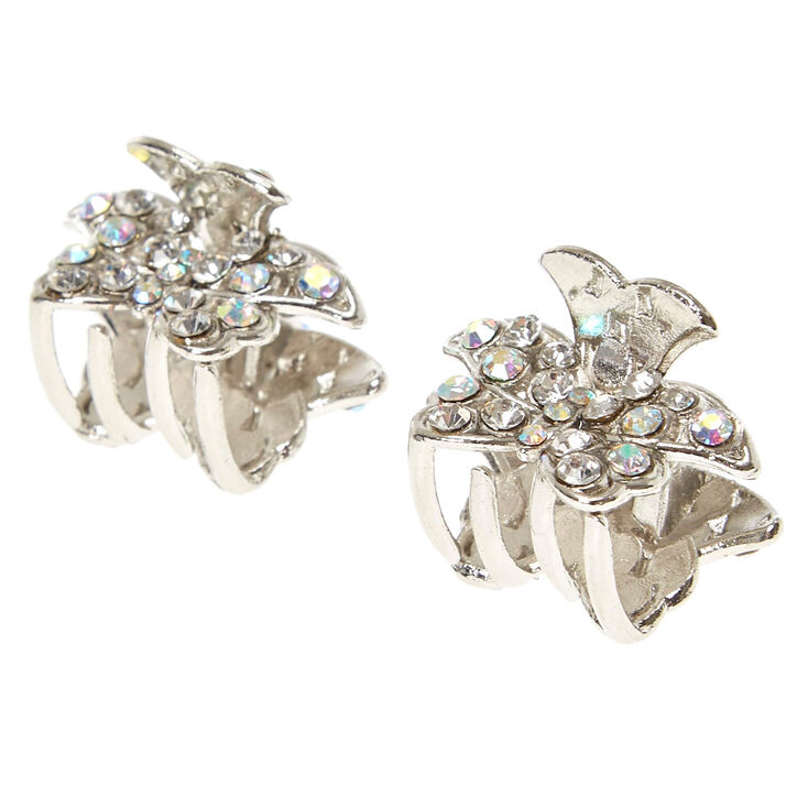 Small Silver AB Crystal Butterfly Hair Claws,